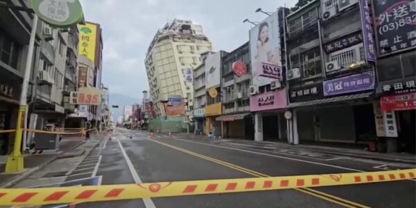 In this image from a video, roads in Hualien, Taiwan are cordoned off after a cluster of earthquakes struck the island early Tuesday, April 23, 2024. | Photo Credit: AP